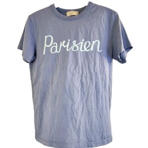 Maison Kitsune Mens Paris Parisien Blue Aquatic T-Shirt Size XS Quiet Luxury Tee